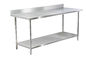 201 Stainless Steel Kitchen Work Tables With Undershelf Backsplash Rustproof