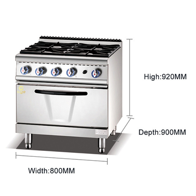 Heavy Duty Stainless Steel Gas Restaurant Cooking Range With Gas Consumption