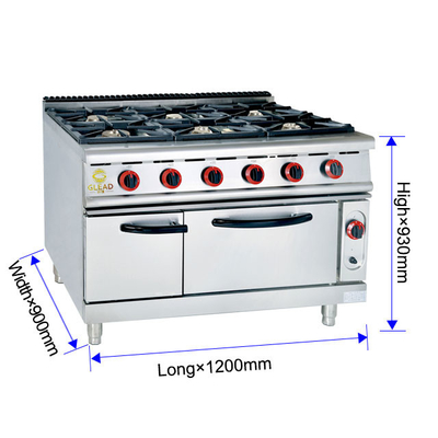 Commercial Restaurant Gas Cooking Equipment Heavy Duty NG/LPG Range Stainless Steel 176kg