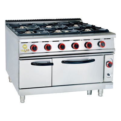 Efficiency Commercial Kitchen Gas Range Cooker 6 Burner Heavy Duty Restaurant Equipment NG/LPG