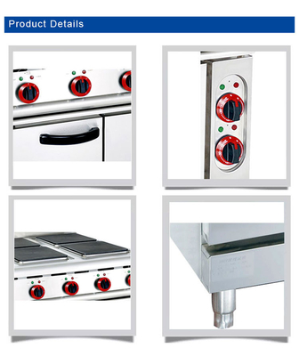 29KW Electric Cooking Equipment Stainless Steel 176kg WeightElectric 6 Hot Plate Cooker With Oven( Square)