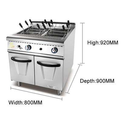 Big Tank Capacity Fast Food Kitchen Equipment for Gas Consumption LPG/NG 1.58/2.28KgGasPastaCookerWithCabinet/h