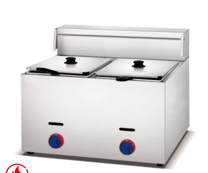 Commercial Gas Fryer with 2 Burners Stainless Steel Kitchen Cooking Equipment for Frying 100-300.C Temperature