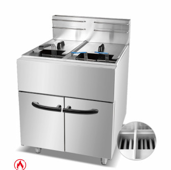 Gas Fryer with 2 Burners 30kg 11.2kw Cooking Equipment Commercial Cooking Equipment 220V Voltage