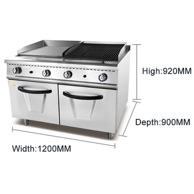 GL-RG RH Gas Restaurant Cooking Equipment for Large-Scale Food Preparation Gas Griddle +Lava rock Grill With Cabinet