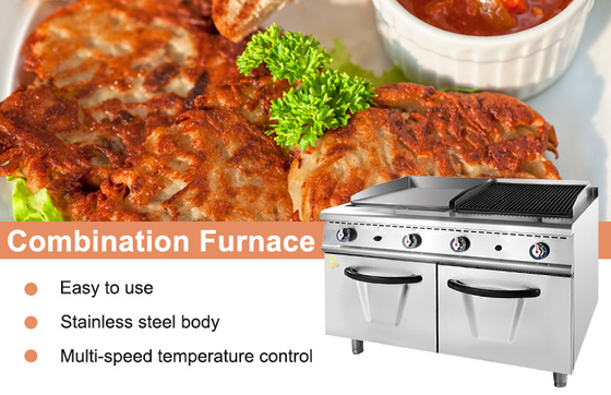 GL-RG RH Gas Restaurant Cooking Equipment for Large-Scale Food Preparation Gas Griddle +Lava rock Grill With Cabinet