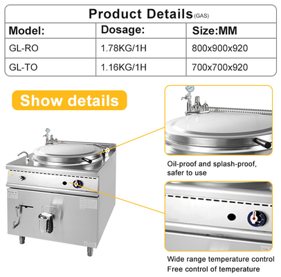 800×900×850 70 Stainless Steel Commercial Kitchen Cooking Equipment