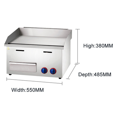 2800Pa LPG Gas Griddle Lightweight 30kg Kitchen Cooking Equipment With Even Heat Distribution