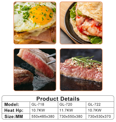 2800Pa LPG Gas Griddle Lightweight 30kg Kitchen Cooking Equipment With Even Heat Distribution