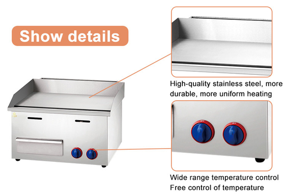 2800Pa LPG Gas Griddle Lightweight 30kg Kitchen Cooking Equipment With Even Heat Distribution
