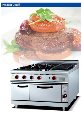 GH-999A Gas Range With 4-Burner Lava Rock Grill Oven For Professional Cooking