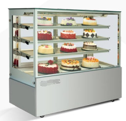 Square Glass Refrigeration Display Units For Cakes Pastries Temperature Range 3.C - 10.C