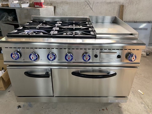 20.8kw Gas Range Cooking Equipment With 4-Burner Gas Oven Heavy Duty 153kg Weight Capacity