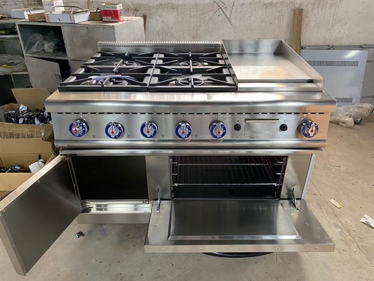 20.8kw Gas Range Cooking Equipment With 4-Burner Gas Oven Heavy Duty 153kg Weight Capacity