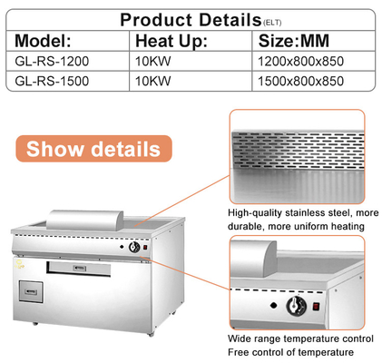 10kw Gas Teppanyaki Grill With LPG Fuel For Heavy Duty Cooking In Commercial Kitchens