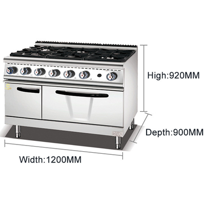 Adjustable Temperature Control Cooking Range Machine GL-ZH-RA-6A with Low Noise and LPG/NG Gas Valve