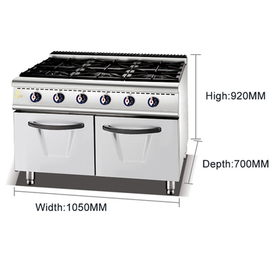Adjustable Temperature Control Cooking Range Machine GL-ZH-RA-6A with Low Noise and LPG/NG Gas Valve