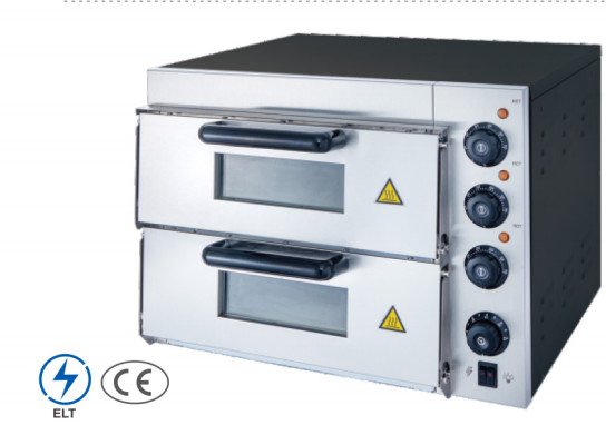 Commercial Grade Silver Electric Pizza Oven with Mechanical Control Panel