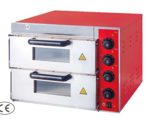 Commercial Grade Silver Electric Pizza Oven with Mechanical Control Panel