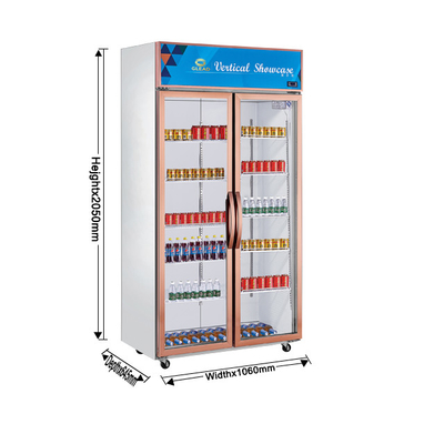 Commercial Stainless Steel Beverage Display Cooler 1300L Volume 220-240v Voltage 0~10 Temperature