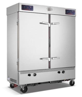 12KW Electric Hotel Solution Hotel Lobby Equipment Rice Steam Car Double Door 24 Trays for Large Rice Quantities