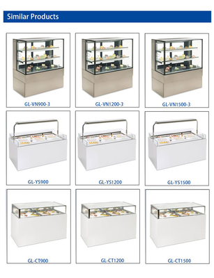 1050W Ventilated Gelato Ice Cream Showcase Refrigeration Unit with 6 Italian Pans