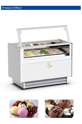 1050W Ventilated Gelato Ice Cream Showcase Refrigeration Unit with 6 Italian Pans