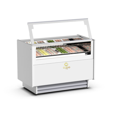 Ventilated Italian Pan Industrial Gelato Ice Cream Showcase -16.C~-18.C Temperature 1050W Power