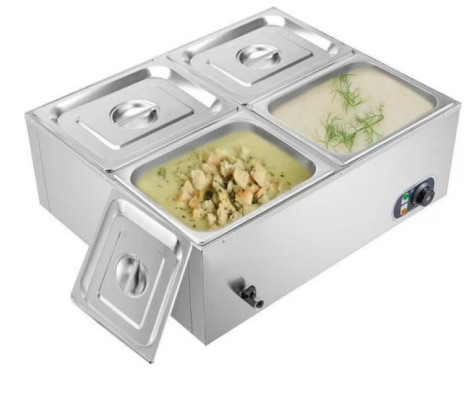 Electric Silver Bain Marie for Restaurant Cooking Temperature Range 0℃ to 100℃