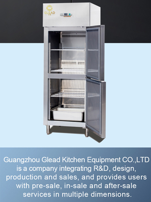 Air Cooling 600L 2 Half Doors Upright Chiller Commercial Refrigeration Condensing Unit -14 to -18C