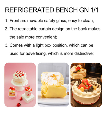 Efficiency Industrial Air Cooled Refrigeration Unit 415L Cake Showcase 2~8℃ Temperature Range