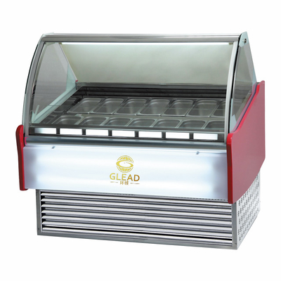 Commercial Ice Cream Showcase Refrigeration Unit 220-240V 2N-50HZ 1/4*6PAN PCS Air Cooling 2200W Power