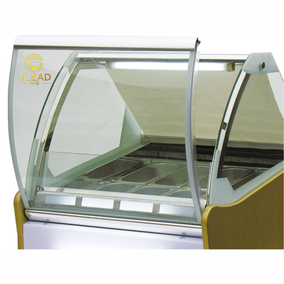Commercial Ice Cream Showcase Refrigeration Unit 220-240V 2N-50HZ 1/4*6PAN PCS Air Cooling 2200W Power