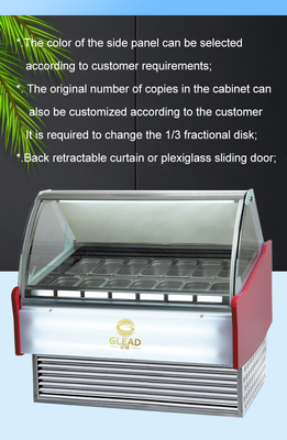 Commercial Ice Cream Showcase Refrigeration Unit 220-240V 2N-50HZ 1/4*6PAN PCS Air Cooling 2200W Power