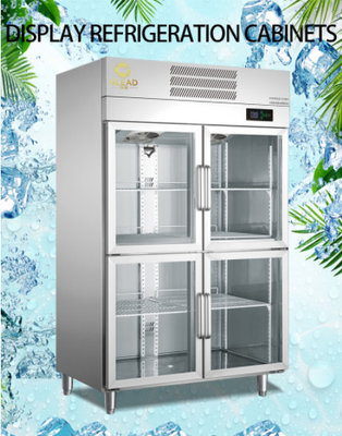 Air Cooled 1000/1200 Volume Display Refrigeration Cabinets 700W Power 5~0℃ Temperature Display Units