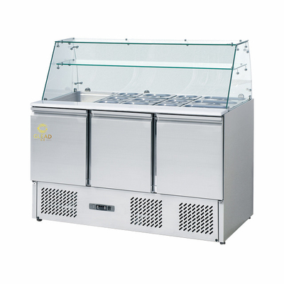 Stainless Steel 3-Door Chiller 220-240V GN1/3 Refrigeration Unit for 2-8.C Temperature Range