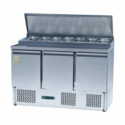 Stainless Steel 3-Door Chiller 220-240V GN1/3 Refrigeration Unit for 2-8.C Temperature Range