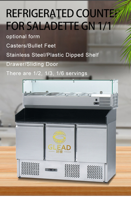 Stainless Steel 3-Door Chiller 220-240V GN1/3 Refrigeration Unit for 2-8.C Temperature Range