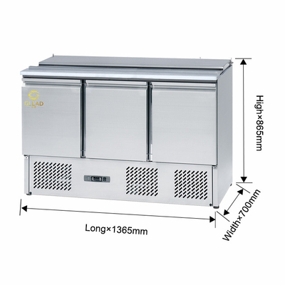 Stainless Steel Commercial 3 Doors Worktable Chiller with Temperature Control