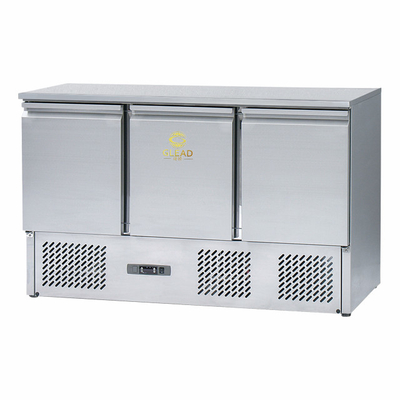 Stainless Steel 3 Doors Worktable Chiller GN1/3 Industrial Refrigeration Equipment for 2~8℃ Cooling