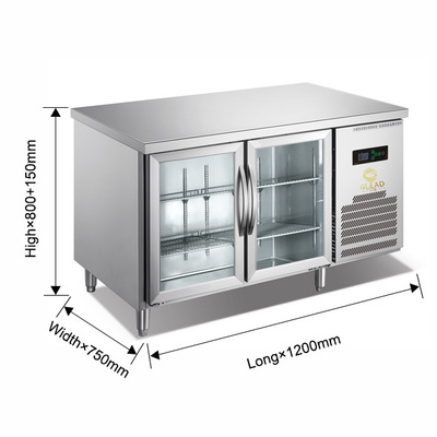 220V-240V 5℃ -0℃ Double Glass Door Industrial Refrigeration Equipment 150L Display Chiller