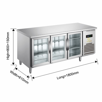 220V-240V 5℃ -0℃ Double Glass Door Industrial Refrigeration Equipment 150L Display Chiller