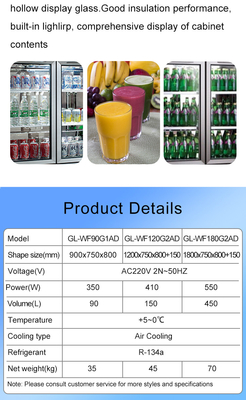 Air Cooled Refrigeration Unit for Precise Temperature Control - Ss304 Double Glass Door Refrigerator