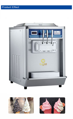 220-240V 2N~50HZ Professional Ice Cream Maker 12-18kg/h Output 2x1.8L Freezing Tank