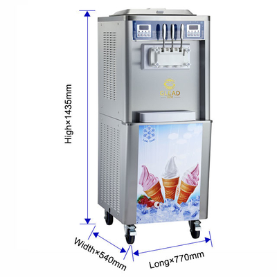 Efficiency 240V Soft Ice Cream Machine With 2 Hoppers And 2 Tanks