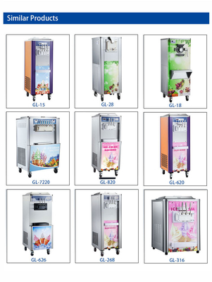 Efficiency 240V Soft Ice Cream Machine With 2 Hoppers And 2 Tanks