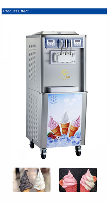 Efficiency 240V Soft Ice Cream Machine With 2 Hoppers And 2 Tanks