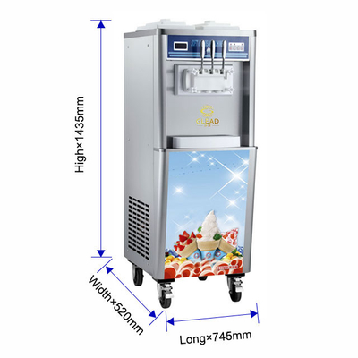 2.6kW Soft Ice Cream Machine with 2x5.8L/2x10L Hopper 2x1.8L2x2.1L Freezing Tank 220-240V Voltage