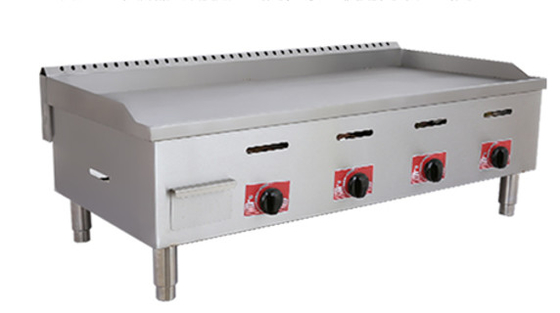 Gas Restaurant Griddle Stainless Steel Silver Cooking Equipment With 0.C - 100.C Temperature Range