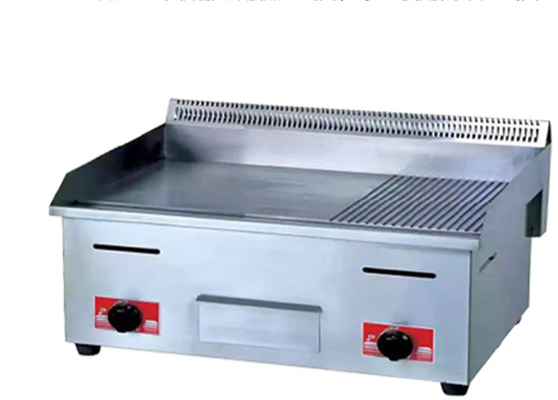 Gas Restaurant Griddle Stainless Steel Silver Cooking Equipment With 0.C - 100.C Temperature Range
